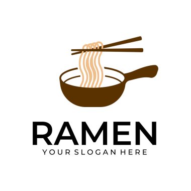 Ramen illüstrasyon logo simgesi restoranı