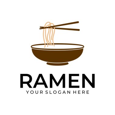 Ramen illüstrasyon logo simgesi restoranı
