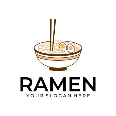 Ramen illüstrasyon logo simgesi restoranı