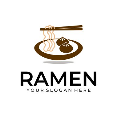 Ramen illüstrasyon logo simgesi restoranı