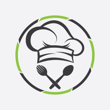 Restoran logosu illüstrasyon şefi yemek yaratıcı tasarım.