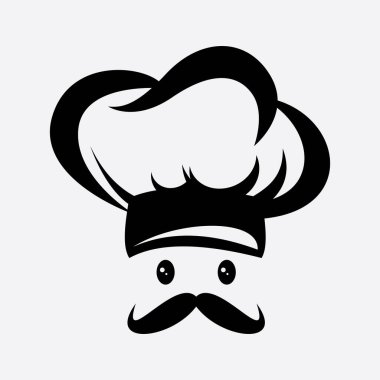 Restoran logosu illüstrasyon şefi yemek yaratıcı tasarım.