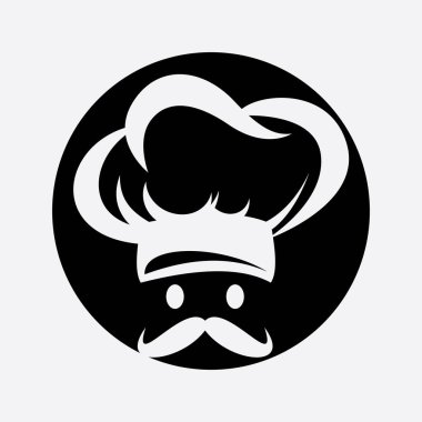 Restoran logosu illüstrasyon şefi yemek yaratıcı tasarım.