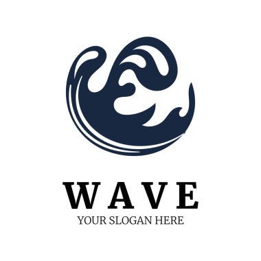 Doğal deniz dalgası illüstrasyon logo tasarım şablonu