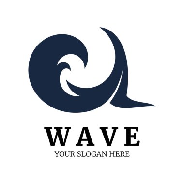 Doğal deniz dalgası illüstrasyon logo tasarım şablonu