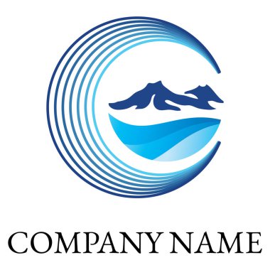 Doğal deniz dalgaları ikon logo çizimi tasarımı