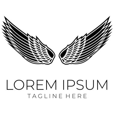 Uçan kanat logosu çizimi. Hassas ve yaratıcı tasarım