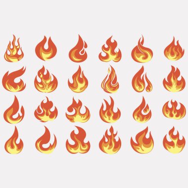 Bir yangın logosu koleksiyonunun vektör resmi çizimi