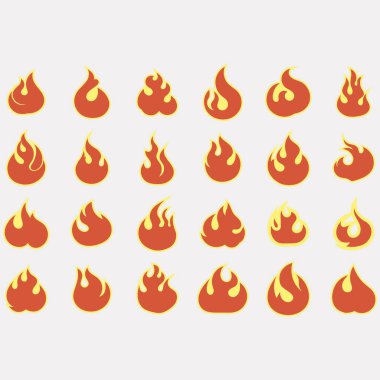 Bir yangın logosu koleksiyonunun vektör resmi çizimi