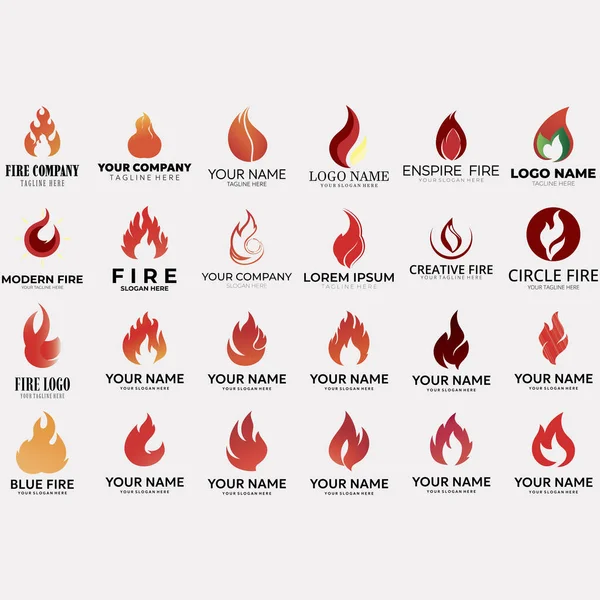 Bir yangın logosu koleksiyonunun vektör resmi çizimi