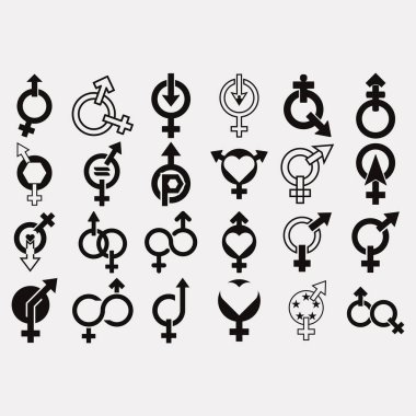 Cinsiyet logoları koleksiyonunun vektör resmi
