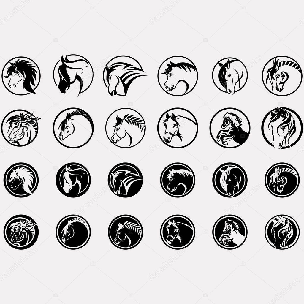 Vector image illustration of a collection of horse logos