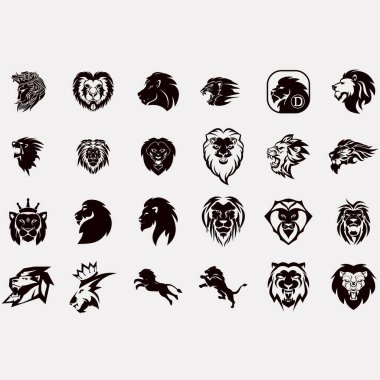 Aslan logoları koleksiyonunun vektör resmi