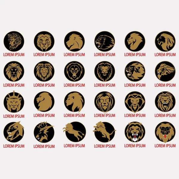Aslan logoları koleksiyonunun vektör resmi