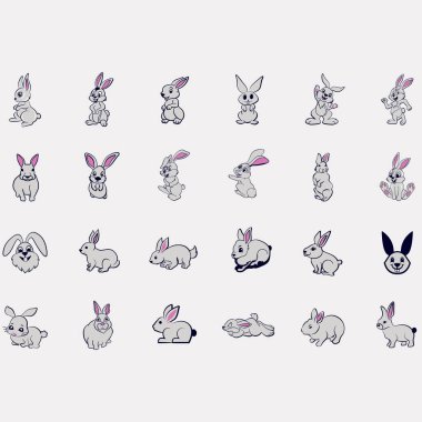 Tavşan logoları koleksiyonunun vektör resmi