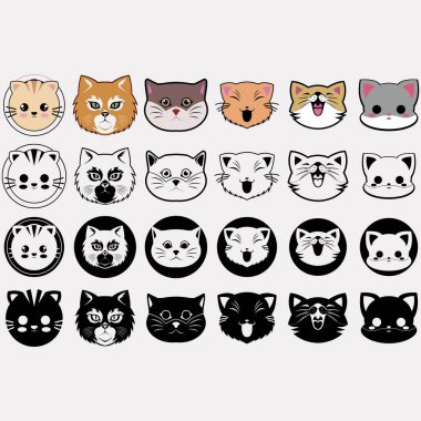 Kedi logoları koleksiyonunun vektör resmi