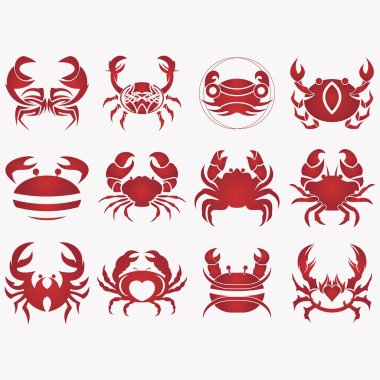 Yengeç logoları koleksiyonunun vektör resmi