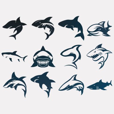 Köpekbalığı logo vektör resimlerinin koleksiyonu