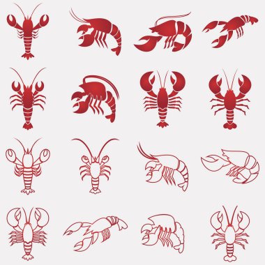 Karides logo vektör resimleri koleksiyonu