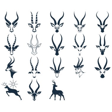 Simge, antilop logo vektör çizimlerini ayarladı