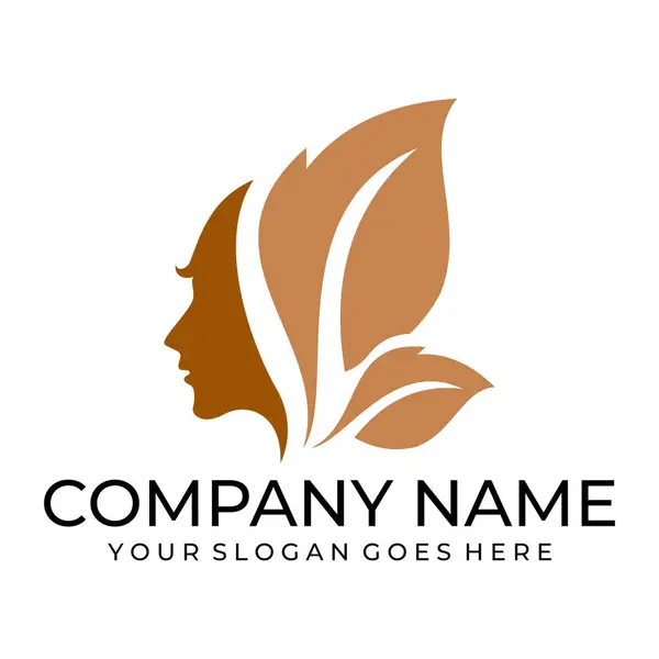 Kozmetik ve cilt sağlığı şirketi için güzellik yaprağı illüstrasyon logosu tasarımı.