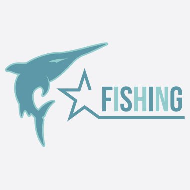 Logo dinamik ve güçlü bir Mavi Marlin 'i gösteriyor. Okyanustan heybetli bir şekilde sıçrıyor. Gücü, hassasiyeti ve balıkçılığın heyecanını simgeliyor. Parlak.