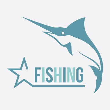 Logo dinamik ve güçlü bir Mavi Marlin 'i gösteriyor. Okyanustan heybetli bir şekilde sıçrıyor. Gücü, hassasiyeti ve balıkçılığın heyecanını simgeliyor. Parlak.