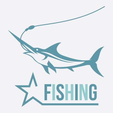 Logo dinamik ve güçlü bir Mavi Marlin 'i gösteriyor. Okyanustan heybetli bir şekilde sıçrıyor. Gücü, hassasiyeti ve balıkçılığın heyecanını simgeliyor. Parlak.