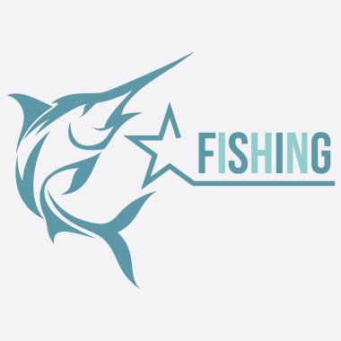 Logo dinamik ve güçlü bir Mavi Marlin 'i gösteriyor. Okyanustan heybetli bir şekilde sıçrıyor. Gücü, hassasiyeti ve balıkçılığın heyecanını simgeliyor. Parlak.