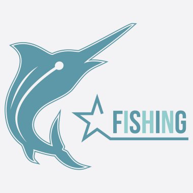 Logo dinamik ve güçlü bir Mavi Marlin 'i gösteriyor. Okyanustan heybetli bir şekilde sıçrıyor. Gücü, hassasiyeti ve balıkçılığın heyecanını simgeliyor. Parlak.