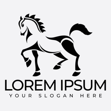 Bu logoda zarif kıvrımlar ve karmaşık ayrıntıları birleştiren ve gücü ve zarafeti zamansız bir cazibeyle ileten klasik tarzda bir at var.