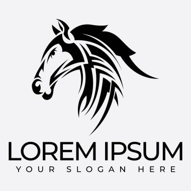 Bu logoda zarif kıvrımlar ve karmaşık ayrıntıları birleştiren ve gücü ve zarafeti zamansız bir cazibeyle ileten klasik tarzda bir at var.