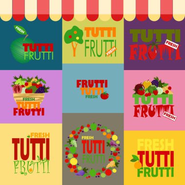 Meyve ve sebze dükkanı logosu Taze tutti frutti