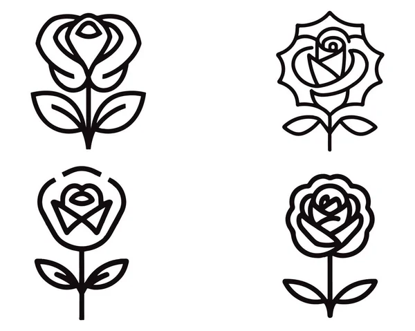 Blumen Set Gezeichnet Von Den Händen Vektor Illustration Auf Weißem — Stockvektor