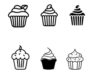 Cupcake vektörünü beyaz arkaplan resimlemesi üzerine ayarla