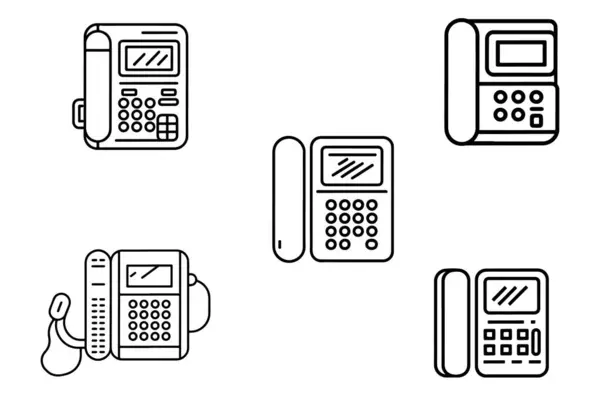 Telefon Vektor Set Silhouette Outline Silhouette Icons Weißen Hintergrund — Stockvektor