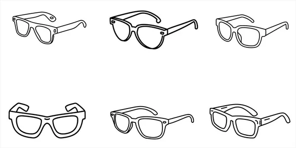 Sonnenbrille Set Outline Vector Illustration Auf Weißem Hintergrund — Stockvektor