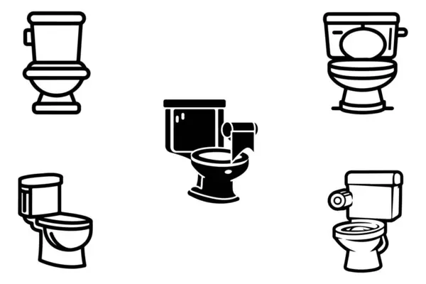 Toilettenschüssel Set Vector Icon Auf Weißem Hintergrund Illustration — Stockvektor
