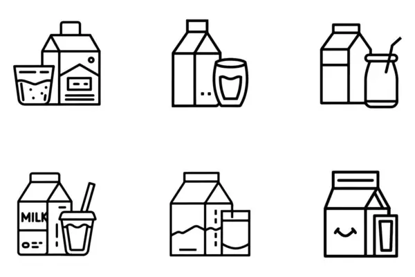 Milch Milchglas Umrissvektor Auf Weißem Hintergrund Illustration — Stockvektor