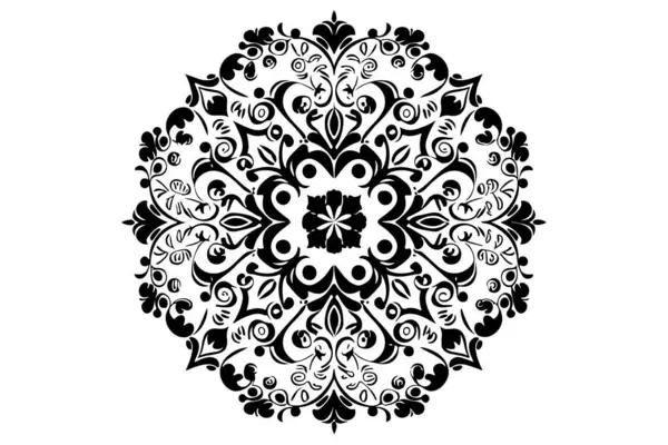 Lineare Blume Mandala Outline Schwarz Dekorative Runde Ornamente Vektor Auf — Stockvektor