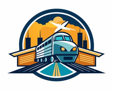 Beyaz arka planda tren lojistik şirketinin logo vektör çizimi