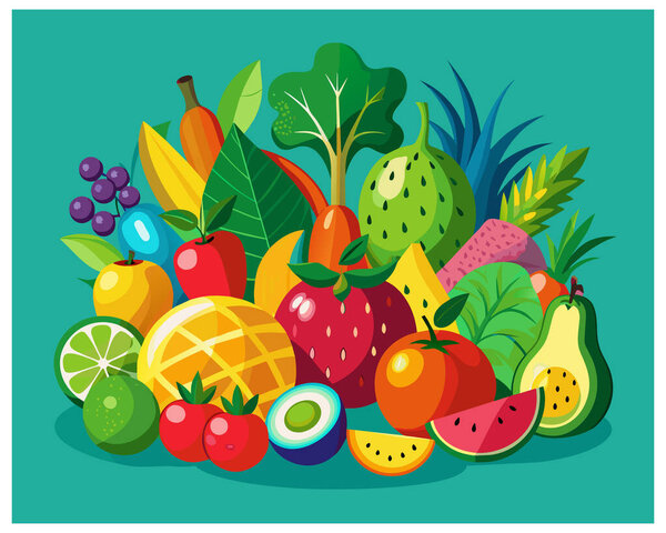 Векторная иллюстрация здорового питания фруктов