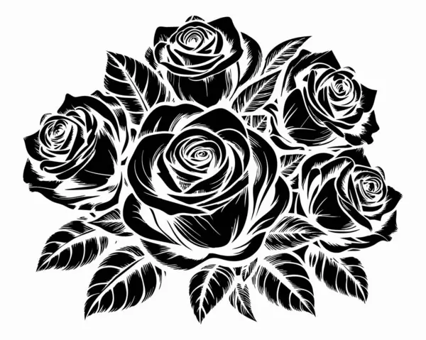 Piękne Róże Wektor Wzór Białym Tle Ilustracji Wektor Stockowy