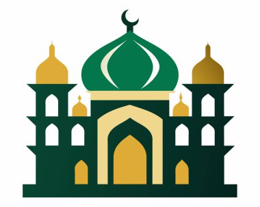 Müslüman Camii logosu Simge Vektörü illüstrasyonu