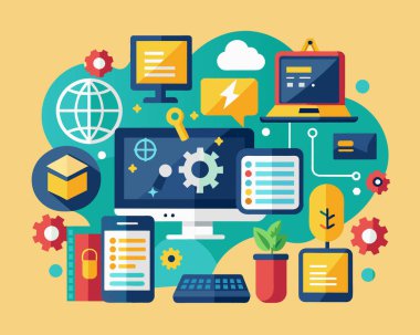 Web teknolojisi bilgisayar simgesi vektör çizimi