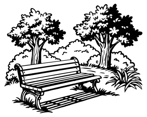 stock vector Realistic Bench Coloring Page In Park With Soft Color Blending vector