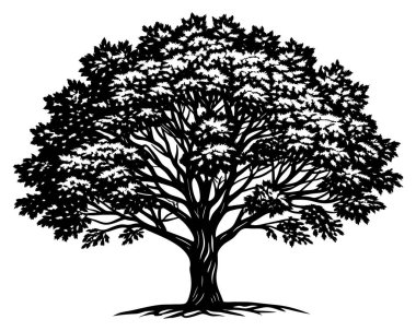 Tree and grass silhouette clipart