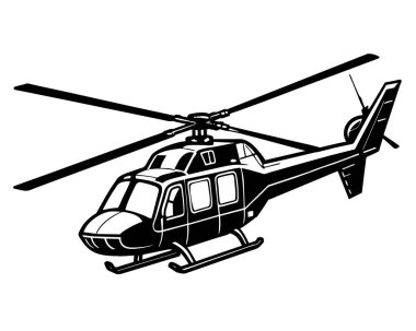 Bir uçak helikopter vektörünün siyah görüntüsü