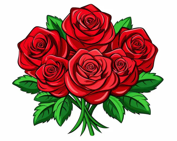 Vector Illustration Beautiful Bouquet Red Roses — Stock Vector