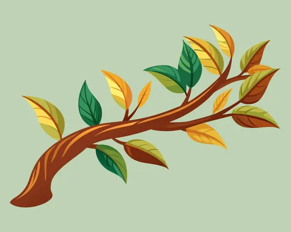 Branch Green Leaves Illustration Vector — Stock Vector